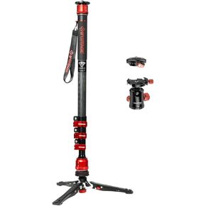 IFOOTAGE Cobra 3 Monopod with Ball Head, 71'' Video Monopod Kit for Canon Nikon Sony Olympus Panasonic DSLR Camera - C180F-P + Komodo MP30