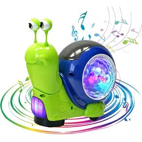 2025 Luminous Snail Toy - Electric Baby Crawling Toys, Snail Musical Toys for Infant, Baby, Toddler with Light-Up Music & Walking, Dancing - Crawling Snail Baby Toy, Interactive Sensory Toys for Home