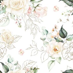 Floral Wallpaper Paper Peel and Stick Contact Paper Removable Pink Gold Leaf Easy Peel Off Vinyl Wallpaper Self Adhesive for Bedroom Living Cabinet Room Deco 17.7 in x6.6ft