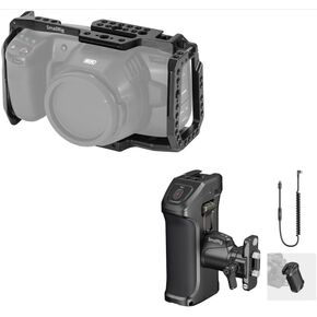 SMALLRIG BMPCC 4K & 6K Cage for Blackmagic+Stepless Rotating Side Handle with Trigger REC & 2 Control Cables