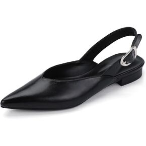 IDIFU Women's Flats Pointed Toe Slingback Dress Shoes for Women Comfortable Dressy Fashion Trendy Flat Shoes Work Bridal Wedding Office Cute Buckle Dress Flats