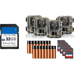 Mini Trail Camera 4 Pack 24MP 1080P HD+SD Card 32GB Class 10,Waterproof Tiny Hunting Camera Night Vision Motion Activated,Perfect Deer Hunting Accessories