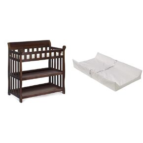 Delta Children Eclipse Changing Table with Changing Pad, Black Cherry & Foam Contoured Changing Pad with Waterproof Cover