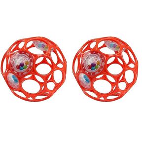 Bright Starts Oball Easy-Grasp Rattle BPA-Free Infant Toy in Red, Age Newborn and up, 4 Inches (Pack of 2)