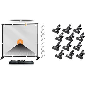 EMART 10x10 ft Heavy Duty Banner Backdrop Stand Kit, 12 Pack Heavy Duty Spring Clamps Adjustable Frame for Step and Repeat Backdrops, Ideal for Photography, Trade Shows, and Photo Booths
