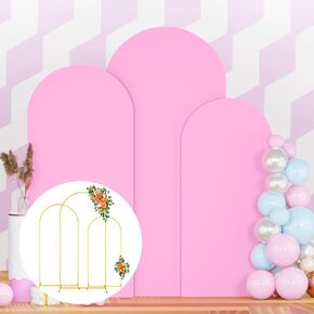 6FT 5FT 4FT Metal Arch Stand and Cover Set of 3 Balloon Wedding Arch Backdrop Stand with Sage Green Arch Cover Spandex Arched Backdrop Frame for Birthday Party Baby Shower Garden Arbor Decor