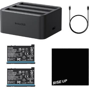 Insta360 X4 Fast Charge Hub Battery Charger Pack Bundle | Includes 2 X4 Batteries