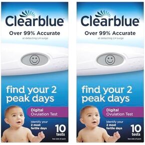 Clearblue Digital Ovulation Predictor Kit, Featuring with Digital Results, 10 Digital Ovulation Tests. (Pack of 2)