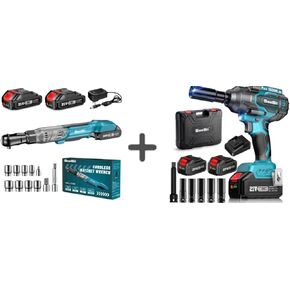 Seesii 1000Nm(738ft-lbs) Cordless Impact Wrench 3/8" Cordless Ratchet Wrench