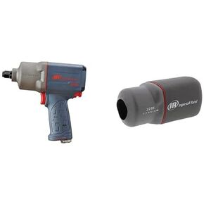 Ingersoll Rand 2235QTiMAX 1/2" Drive Air Impact Wrench Bundle – Quiet Technology, 1,300 ft-lbs Powerful Torque Output, Lightweight, Titanium Hammer Case, Gray