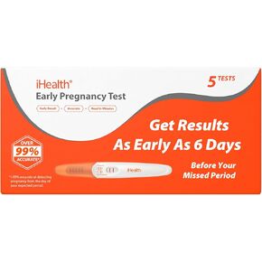iHealth Early Detection Pregnancy Test, 2-Pack 99% Accurate Home HCG Test Kit, Results 6 Days Sooner with High-Sensitivity 10mIU/mL, Easy Dip & Read Clear Results