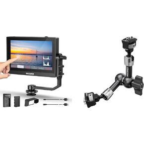 NEEWER F500 5.5 Inch Camera Field Monitor, HDR Touch Screen with 3D LUT, Waveform, Vector Scope, 7" Articulating Magic Arm with 360° Ball Heads & Locating Pins for ARRI Included