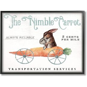 Stupell Industries Vintage Easter Bunny The Nimble Carrot Transportation Advertisement Black Framed Wall Art, 30 x 24, White