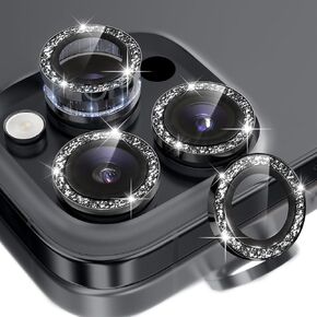 BERFY Camera Lens Protector for iPhone 16/16 Plus, Glitter Bling Aluminum Alloy Metal Ring, 9H Tempered Glass Camera Cover Screen Protector Accessories, Anti-Scratch, Case Friendly, Purple