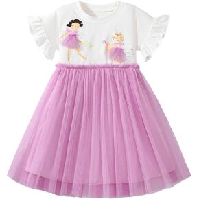 HOOLCHEAN Toddler and Little Girls Sweet Cute Summer Ruffle Sleeves Dress