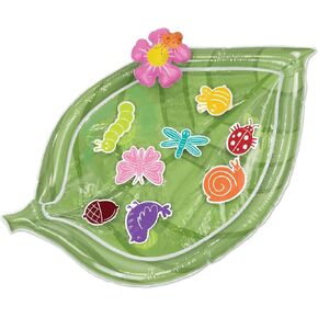 MindWare Sensory Sprouts Baby Water Mat - Inflatable Leaf-Shaped Baby Play Mats for Floor with Adorable Bugs and Creatures - 6 Month Old Baby Must Haves to Develop Neck Muscles, Visual Stimulation