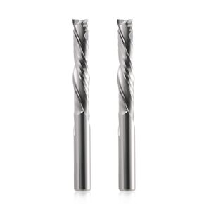 Compression CNC Spiral Router Bits 2PCS, 2 Flutes 0.24'' Shank Up Down Cut Solid Carbide End Mills, 1-1/4'' Cutting Length Milling Cutters CNC Bits for Wood Engraving Carving(6x32mm)
