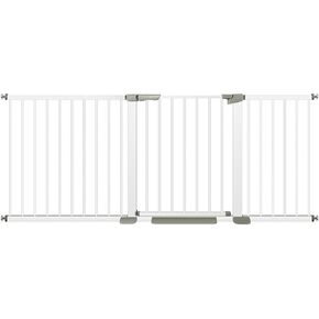 (85-113 inch Width) Extra Wide Baby Gate Extra Long, Large Dog Gate Indoor, Child Proof Gate, Kiddie Gates, Baby Gate for Doorways. White, Dog Gates for The House. Pressure Mount Pet Gate.