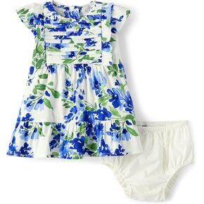 The Children's Place,Baby-Girls,and Toddler Short Sleeve Dressy Dresses,Renew Blue Floral,9 Months,12 Months