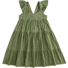 Curipeer Little Girl Cotton Linen Dress with Smocking Casual Dress Sleeveless for Spring Summer 1-8 Years in Kuwait