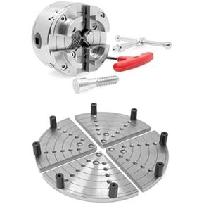 WEN 3.75-Inch 4-Jaw Self-Centering Chuck Set with 1-Inch x 8TPI Thread and 8-Inch Flat Lathe Chuck Jaws for Bowl Turning (LA4374, LA432F)