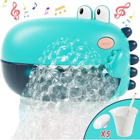 Lehoo Castle Baby Bath Toys, Dinosaur Bath Bubble Machine, Bath Toys for Toddlers 18 Months+, Automatic Bathtub Toys Bubble Maker Gifts for Boys Girls, Blue