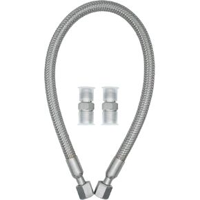 Industrial-Grade Stainless Steel 1/4" Compressor Jumper Hose, JIC-4 female or 1/4" NPT male，20" Length，750°F，450 PSI，Both Sides Fittings Rotate Freely