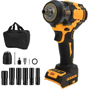 مفتاح التأثير اللاسلكي لبطاريات Dewalt 18-20V ، 1/2 "مسدس تأثير عزم الدوران ، 700n.M سائق تأثير الطاقة بدون فرش مع سرعة 3 وضعية ، مصباح LED في الفتاة مع مآخذ وحقيبة (البطارية غير متضمنة)