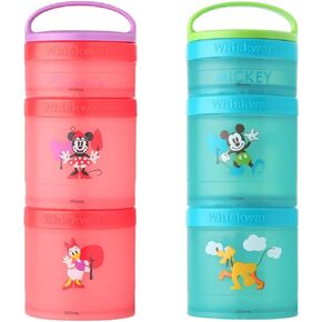 Whiskware Disney Stackable Snack Containers, Set of 2, 3 Stackable Cups Each Featuring Mickey, Minnie, Pluto and Daisy