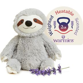 Warmies Gray Sloth Heatable and Coolable Weighted Stuffed Animal Plush - Comforting Lavender Aromatherapy Animal Toys - Relaxing Weighted Stuffed Animals for Anxiety