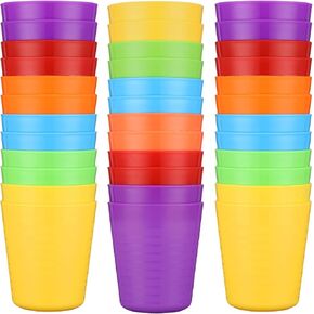 Eccliy 36pcs Toddler Cups Kids 8 oz Plastic Reusable Tumblers bulk Unbreakable Plastic Drinking Cups for Toddlers Baby Kids, Dishwasher Safe, 6 Colors
