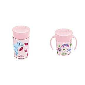 Dr. Brown's Milestones Cheers 360 Cup Spoutless Transition Cup, Travel Friendly & Leak-Free Sippy Cup Handles for Easy Grip and Leak-Free