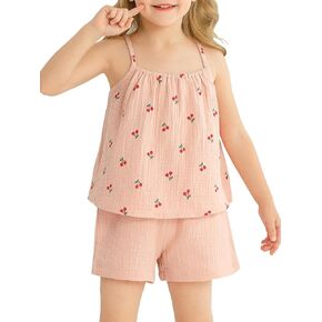 Infant Baby Toddler Girls Clothes Sleeveless Camisole Cotton and Linen Shorts Set Baby Summer Outfits for 1-6 Years