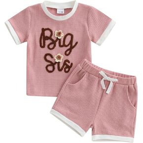 Rtnnsbbfcm Big Sister Little Sister Matching Outfits Short Sleeve Floral Shirts Shorts Sets Infant Toddler Summer Clothes
