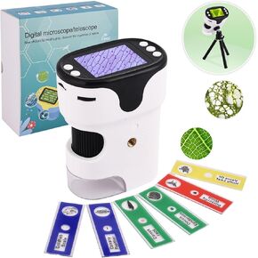 Microscope for Kids, Science Education Kit, Video and Photo Capture, Portable 1000x HD Children's Pocket Microscope (White)