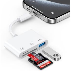 USB C SD Card Reader for iPhone 16 15 Pro Max iPad MacBook, 3-in-1 Type C Memory Trail Camera Card Adapter with Dual Slots & USB Port for Mac MacBook Pro/Air/Mini Android Laptop More USB C Devices