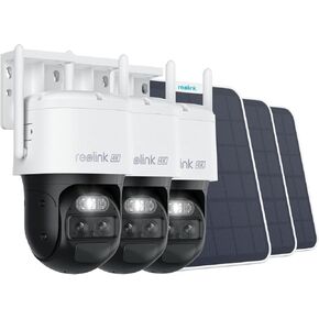 REOLINK Cellular Solar Security Camera Outdoor with Auto-Tracking-Zoom, 360° PTZ No WiFi Security Camera Wireless with SIM Card Slot, 4K 8MP Color Night Vision, TrackMix LTE+Solar Panel (3 Pack)