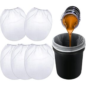 Patelai 100 Pieces 5 Gallon Paint Strainer Bags White Regular Fine Mesh/Elastic Top Bag Strainers for Use with Paint Sprayers