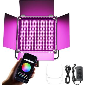 45W RGB Led Panel Photography Light 2600k-10000k CRI 97+ HSI 360Full Color Studio Lights for Video Recording with APP Control Reflector Video Lighting for YouTube Studio