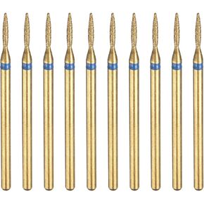 HARFINGTON 10pcs 200-230 Grits Diamond Grinding Bit 2.5mm Oval Head 2.35mm Shank 10mm Length Titanium Plated Stone Sanding Drill Bits Rotary Tool for Nails Grinding Polishing