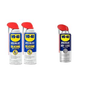 WD-40 Specialist Silicone Lubricant Twin Pack with Smart Straw, 11 OZ and Specialist Dry Lube with Smart Straw, 10 OZ