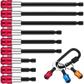 12 Pieces Drill Bit Extension Set, 9 Pieces Magnetic Drill Extension with 3 Sizes (2", 4", 6") and 3 Pieces Bit Holder, Suitable for 1/4 Inch Hexagon Single Head Drill Bit