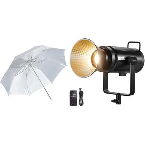 NEEWER CB200B 210W LED Video Light with 2.4G/APP Remote Control, All Metal Bi Color COB Continuous Output Lighting with 37"/94cm Studio Collapsible White Softbox Umbrella