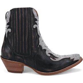 Dan Post Womens Crystal Snip Toe Casual Boots Ankle Low Heel 1-2" - Black