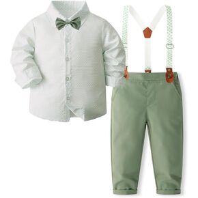 Toddler Boys' 3pcs Gentleman Cotton Set with Shirt,Bowtie,Suspenders Pants. in Kuwait