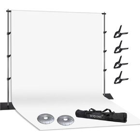 Photo Video Studio Photography 10 x 8.5ft Pipe and Drape Stand with 12 x10ft 100% Muslin White Backdrop Background Support System Kit,Clamp, Water Bag,Carry Bag