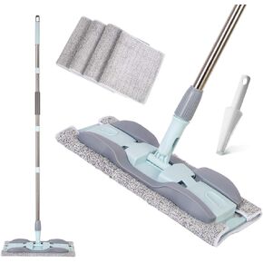 Microfiber Wet Mops 24 in Heavy Duty Flat Floor Aluminum Mop with Adjustable Handle with 4 Mop Clothes