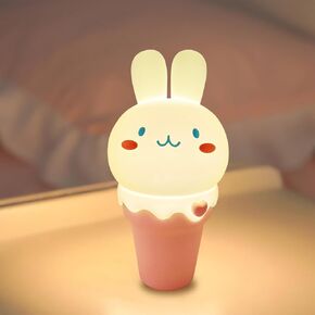 QANYI Birthday Gifts Cupcake Light for Kids, Silicone Party Cake Nursery Night Lamp with Soft Touch, Rechargeable Table Lamp Decor Gift for Daughter Girl Sister
