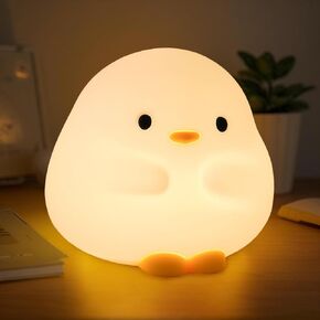 Cute DuDu Duck Night Light, Silicone Duck Lamp Light, Squishy Led Lamp, Rechargeable Dimmable Animal Nightlight with 30 Minutes Timer & Touch Control for Bedroom Living Room Gift Decor