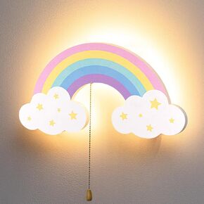 VIHOSE Battery Operated LED Rainbow Night Light Cute Cloud and Rainbow Children's Wall Light Wall Hanging Floating Lamp Bedroom Nursery Decoration for Baby Soothing Decor(Boho)